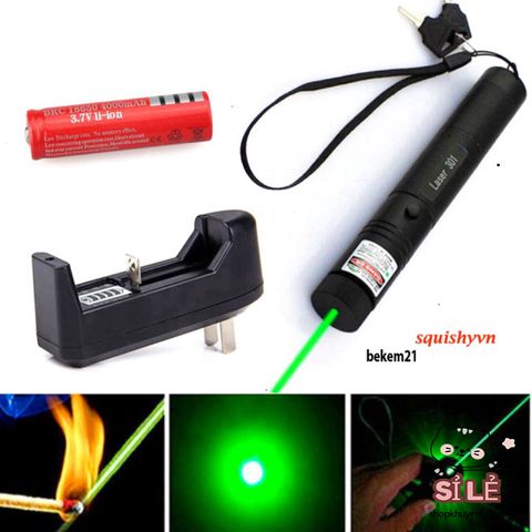 Bút Laser 303 - Đèn Laser Đa Năng Chống Nước 3 Chế Độ, Sạc 4800mAh, Ánh Sáng Xanh, Đỏ, Tím - Dụng Cụ Trình Chiếu và Du Lịch