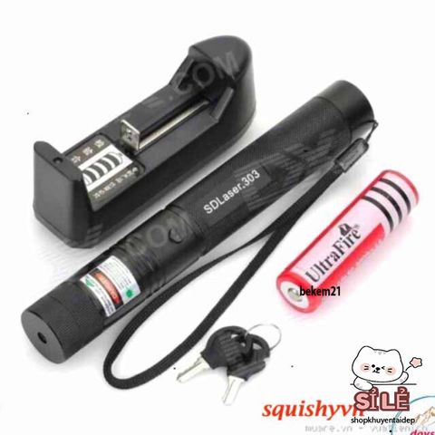 Bút Laser 303 - Đèn Laser Đa Năng Chống Nước 3 Chế Độ, Sạc 4800mAh, Ánh Sáng Xanh, Đỏ, Tím - Dụng Cụ Trình Chiếu và Du Lịch