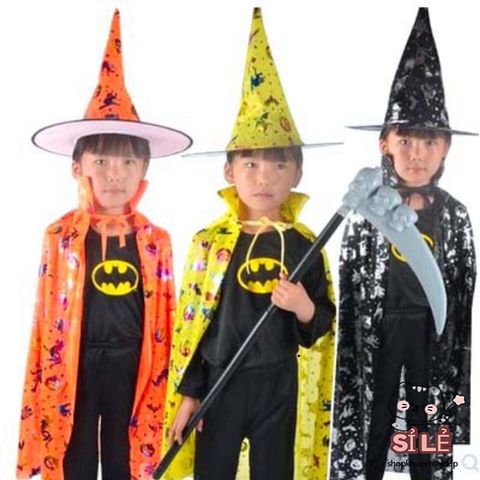 Bộ Trang Phục Phù Thủy Halloween Cho Trẻ Em - Áo Choàng Đen và Nón Phù Thủy Độc Đáo, Lưu Giữ Để Sử Dụng Năm Sau