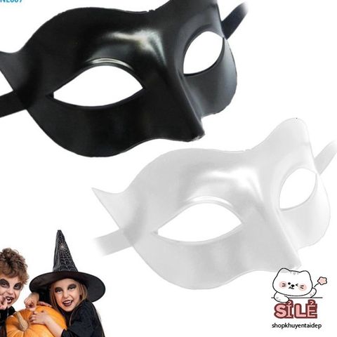 Mặt Nạ Halloween Nửa Mặt Đen Trắng - Phụ Kiện Hóa Trang Tiệc Cosplay Sang Trọng Cho Nam Nữ
