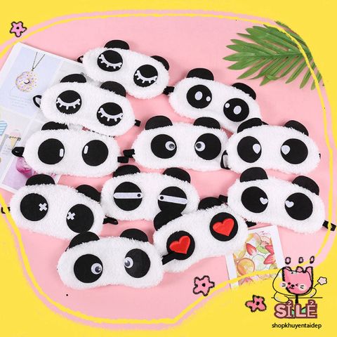 Khăn Che Mắt Ngủ Vải Nhung Gấu Trúc Dễ Thương - Bịt Mắt Ngủ Hoạt Hình Dành Cho Bé, Chất Liệu Mềm Mại, Thoải Mái Khi Ngủ