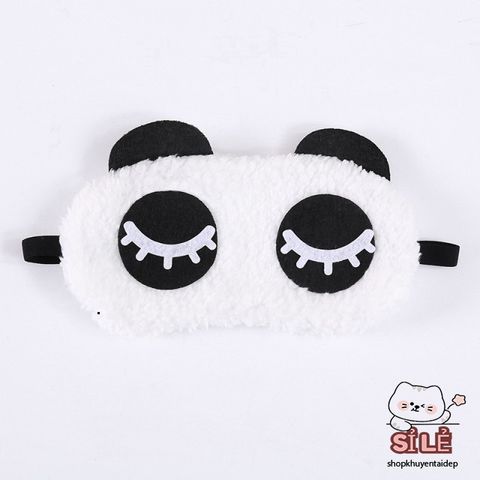 Khăn Che Mắt Ngủ Vải Nhung Gấu Trúc Dễ Thương - Bịt Mắt Ngủ Hoạt Hình Dành Cho Bé, Chất Liệu Mềm Mại, Thoải Mái Khi Ngủ