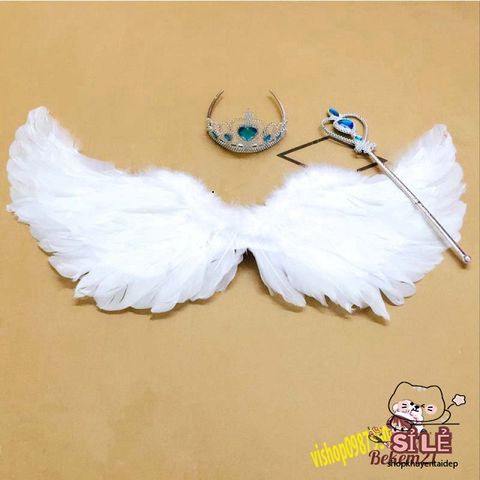 Bộ 20 Cánh Thiên Thần Trắng Dây Co Giãn - Trang Trí Tiệc Giáng Sinh, Lễ Hội Hóa Trang Cho Bé - Phụ Kiện Thời Trang Dễ Thương