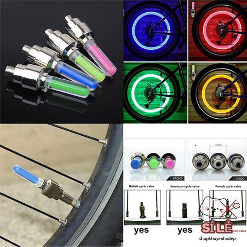 Bộ 2 Đèn LED Phát Sáng Gắn Van Bánh Xe Đạp, Xe Máy, Ô Tô - Đèn Nhiều Màu Sắc Công Nghệ Cảm Ứng Rung