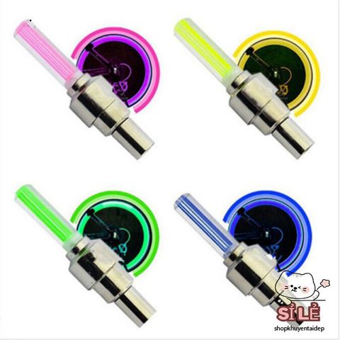Bộ 2 Đèn LED Phát Sáng Gắn Van Bánh Xe Đạp, Xe Máy, Ô Tô - Đèn Nhiều Màu Sắc Công Nghệ Cảm Ứng Rung
