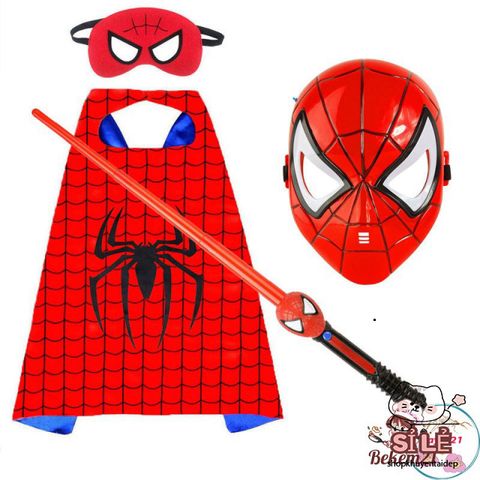 Set Hóa Trang Người Nhện Cho Bé Trai - Bộ Áo Choàng Siêu Anh Hùng Kèm Mặt Nạ Thích Hợp Cho Halloween và Sinh Nhật