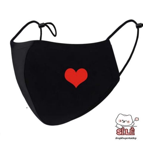 Khẩu Trang Hình Trái Tim Đỏ Phong Cách Hàn Quốc - Chống Bụi Cotton, Thiết Kế Anime/Manga Độc Đáo, Unisex, Freesize