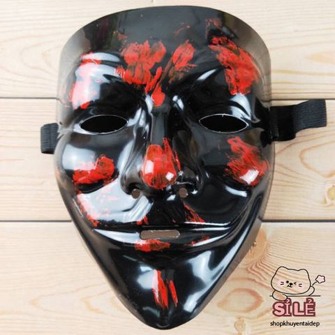 Mặt Nạ Hacker Đen Đỏ - Phụ Kiện Hóa Trang Thú Vị Cho Halloween và Trung Thu, Độc Đáo và Đẹp Mắt