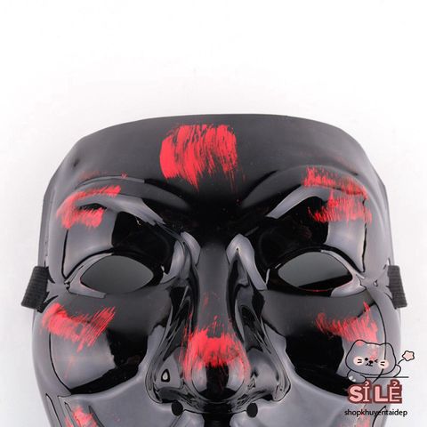 Mặt Nạ Hacker Đen Đỏ - Phụ Kiện Hóa Trang Thú Vị Cho Halloween và Trung Thu, Độc Đáo và Đẹp Mắt