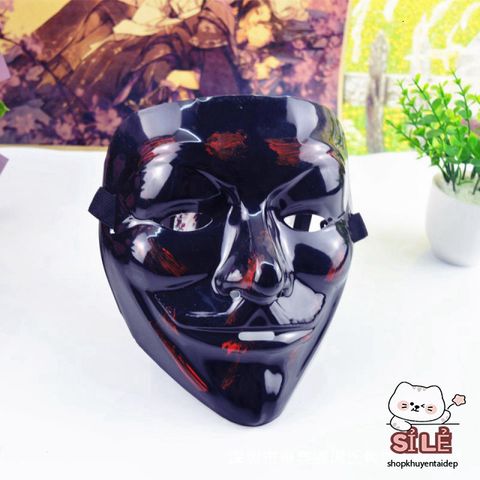 Mặt Nạ Hacker Đen Đỏ - Phụ Kiện Hóa Trang Thú Vị Cho Halloween và Trung Thu, Độc Đáo và Đẹp Mắt