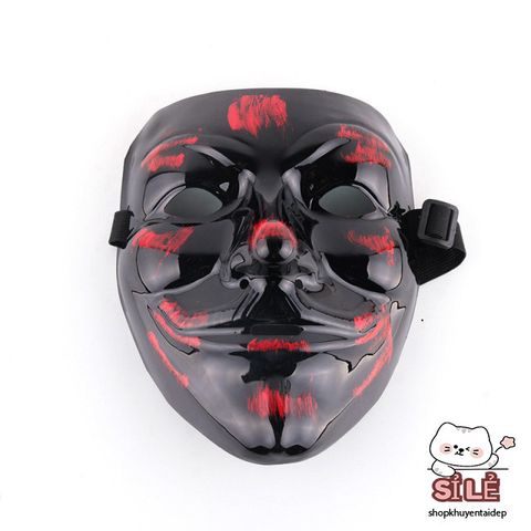Mặt Nạ Hacker Đen Đỏ - Phụ Kiện Hóa Trang Thú Vị Cho Halloween và Trung Thu, Độc Đáo và Đẹp Mắt