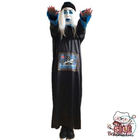 Set Trang Phục Cương Thi Halloween - Bộ Đồ Cosplay Đen Cho Nam, Áo Dài, Nón Đuôi Sam, Phù Hợp Cho Lễ Hội Hóa Trang
