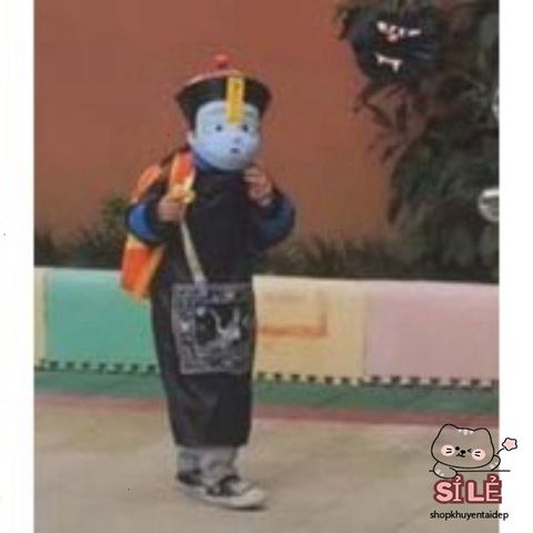 Set Trang Phục Cương Thi Halloween - Bộ Đồ Cosplay Đen Cho Nam, Áo Dài, Nón Đuôi Sam, Phù Hợp Cho Lễ Hội Hóa Trang