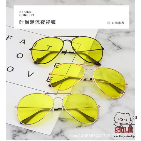 Kính Mắt Ban Đêm Chống Chói Polarized - Gọng Thời Trang Ôm Mặt, Phong Cách Nam Du Lịch (Màu Vàng)