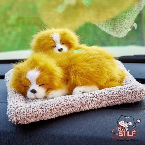 Gấu Thú Bông Cún Xám Đôi Mẹ Con 99% Giống Thực - Phụ Kiện Trang Trí Xe Hơi Khử Mùi Lõi Than Hoạt Tính Đáng Yêu
