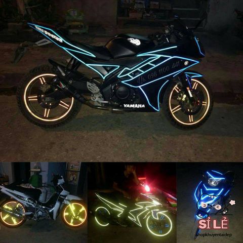 Decal Phản Quang Bọc Vành Xe Máy - Chống Thấm Nước, Bộ 8 Chỉ Trang Trí Xe Màu Sắc Đẹp, Đảm Bảo Dính Chặt, Hỗ Trợ Đổi Trả 15 Ngày