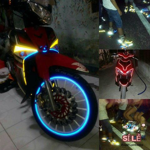 Decal Phản Quang Bọc Vành Xe Máy - Chống Thấm Nước, Bộ 8 Chỉ Trang Trí Xe Màu Sắc Đẹp, Đảm Bảo Dính Chặt, Hỗ Trợ Đổi Trả 15 Ngày