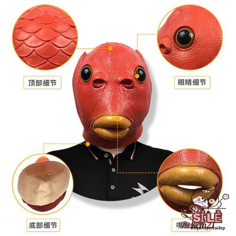 Mặt Nạ Hóa Trang Phù Thủy Đầu Cá Xanh Lá Silicone - Đạo Cụ Cosplay Hóa Trang, Tiệc Halloween, Giáng Sinh, Phục Sinh