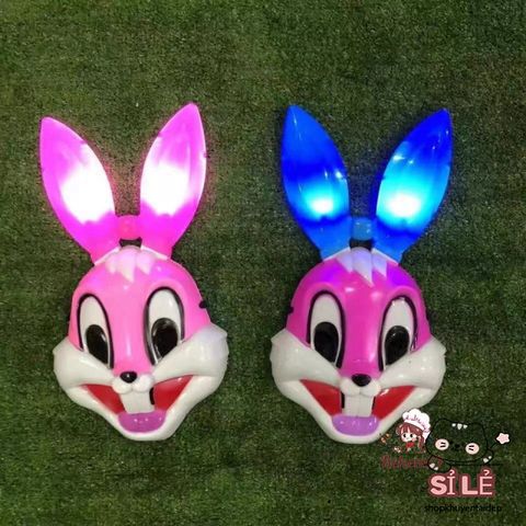 Mặt nạ Thỏ Bunny Lấp Lánh Xà Cừ - Phụ Kiện Halloween Cho Trẻ Em và Người Lớn, Đèn LED Phát Sáng, Cosplay Độc Đáo