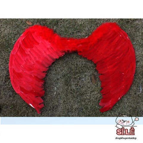 Cánh Thiên Thần Đỏ Hóa Trang Halloween Cho Bé Gái - Phụ Kiện Cosplay Đáng Yêu Với Băng Đô Và Đũa Phép Huyền Ảo