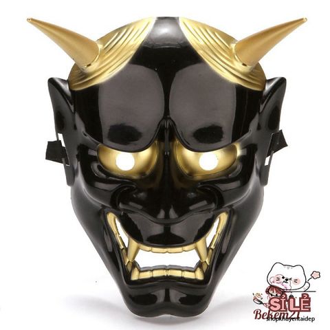Mặt Nạ Quỷ Hannya Oni Noh Sừng Ấn Tượng - Phụ Kiện Hóa Trang Halloween Độc Đáo, Chất Liệu Nhựa Bền Đẹp