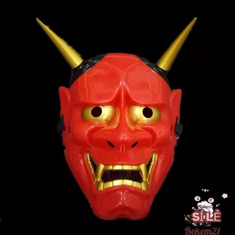 Mặt Nạ Quỷ Hannya Oni Noh Sừng Ấn Tượng - Phụ Kiện Hóa Trang Halloween Độc Đáo, Chất Liệu Nhựa Bền Đẹp