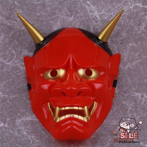 Mặt Nạ Quỷ Hannya Oni Noh Sừng Ấn Tượng - Phụ Kiện Hóa Trang Halloween Độc Đáo, Chất Liệu Nhựa Bền Đẹp