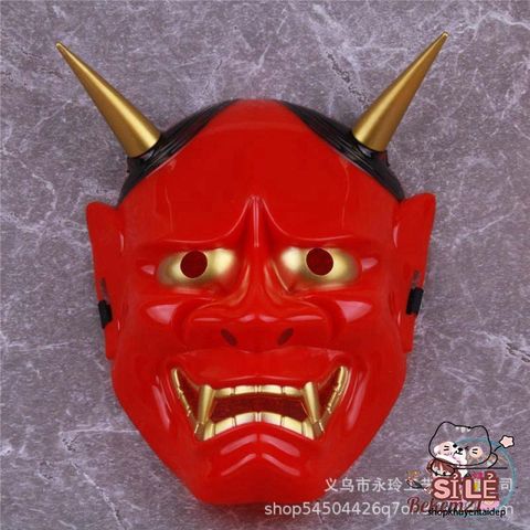 Mặt Nạ Quỷ Hannya Oni Noh Sừng Ấn Tượng - Phụ Kiện Hóa Trang Halloween Độc Đáo, Chất Liệu Nhựa Bền Đẹp