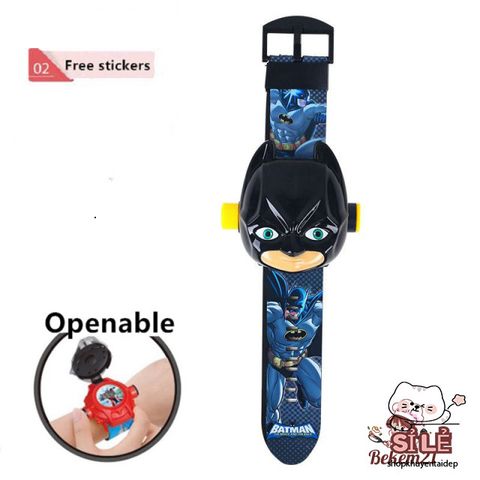 Đồng Hồ Chiếu Hình 3D Trẻ Em - Đồng Hồ Điện Tử Hình Nhân Vật Hoạt Hình Vui Nhộn, 24 Hình Ảnh Elsa, Kitty, Siêu Nhân, Công Chúa