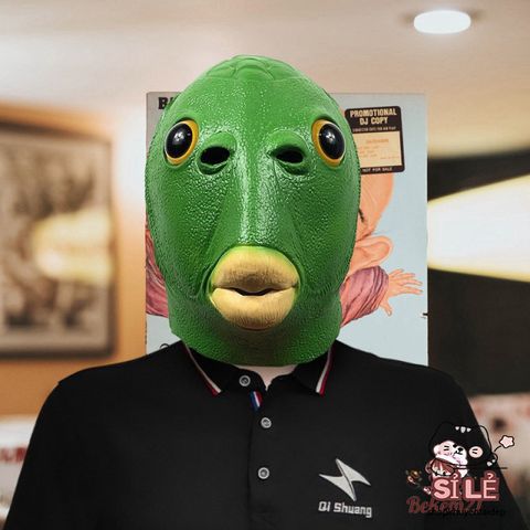 Mặt Nạ Hóa Trang Đầu Cá Xanh Silicon Dễ Thương Cho Người Lớn & Trẻ Em - Đạo Cụ Cosplay, Lễ Hội, Halloween