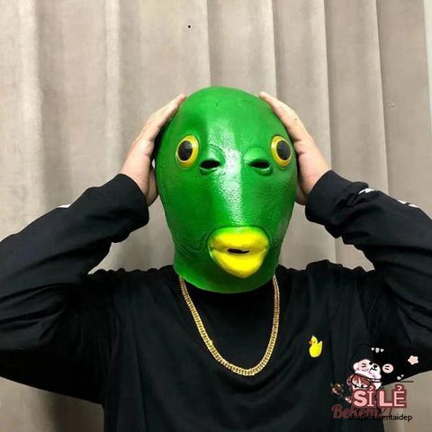 Mặt Nạ Hóa Trang Đầu Cá Xanh Silicon Dễ Thương Cho Người Lớn & Trẻ Em - Đạo Cụ Cosplay, Lễ Hội, Halloween