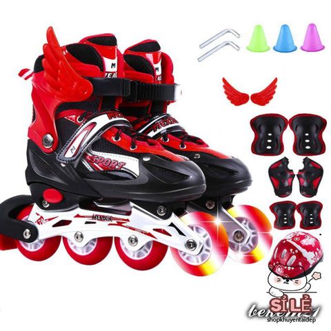 Giày Patin Có Đèn Flash Cho Trẻ Em & Người Lớn, Kèm Bộ Bảo Hộ Tay, Gối, Mũ Bảo Hiểm - An Toàn và Đầy Sáng Tạo