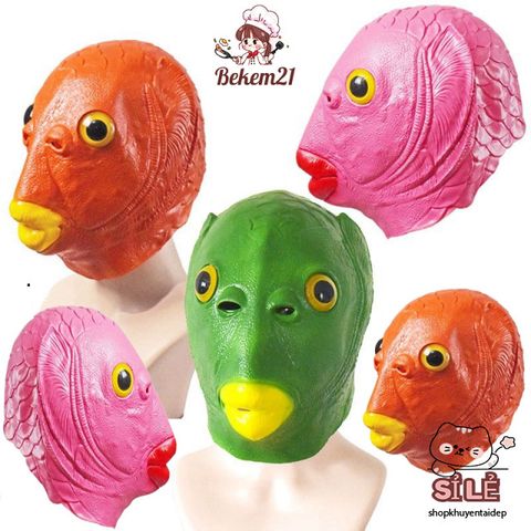 Mặt Nạ Cosplay Cá Da Xanh Silicon Vui Nhộn - Đồ Trang Trí Halloween, Tiệc Tùng & Hoạt Động Giải Trí