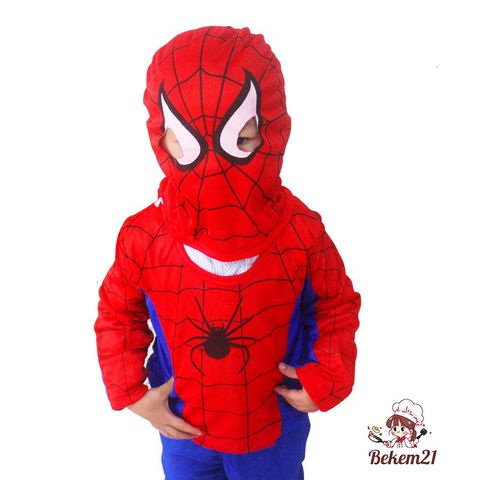Bộ Đồ Hóa Trang Siêu Anh Hùng Người Nhện & Iron Man Cho Bé - Set Áo Choàng & Mặt Nạ Vải, Đồ Chơi Halloween Cho Trẻ Em