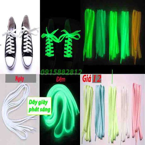 Dây Giày Phản Quang Phát Sáng - Dây Giày Dạ Quang Nhiều Màu Cho Thể Thao - Dây Giày Dẹt Chất Lượng Cao Tự Phát Sáng Trong Bóng Tối