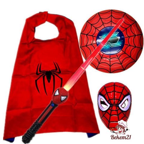Bộ Trang Phục Hóa Trang Người Nhện 3D Cho Bé Dịp Halloween - Áo Choàng Siêu Anh Hùng và Mặt Nạ Vải Thú Vị, Quà Tặng Độc Đáo