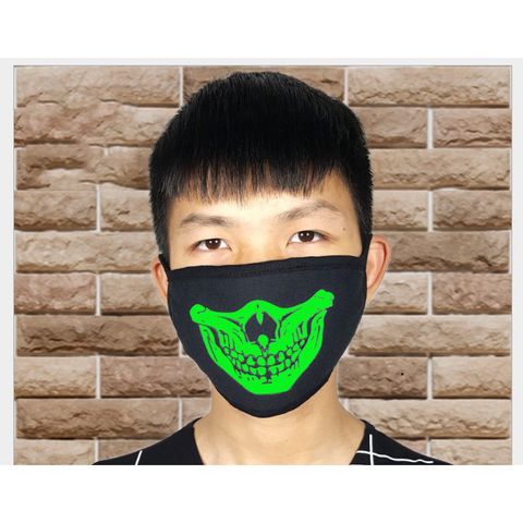 Khẩu Trang Dạ Quang Hình Đầu Lâu Phát Sáng Trong Đêm - Mặt Nạ Halloween Unisex Thoải Mái, Luminous Skull Face Mask