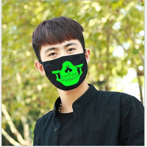 Khẩu Trang Dạ Quang Hình Đầu Lâu Phát Sáng Trong Đêm - Mặt Nạ Halloween Unisex Thoải Mái, Luminous Skull Face Mask
