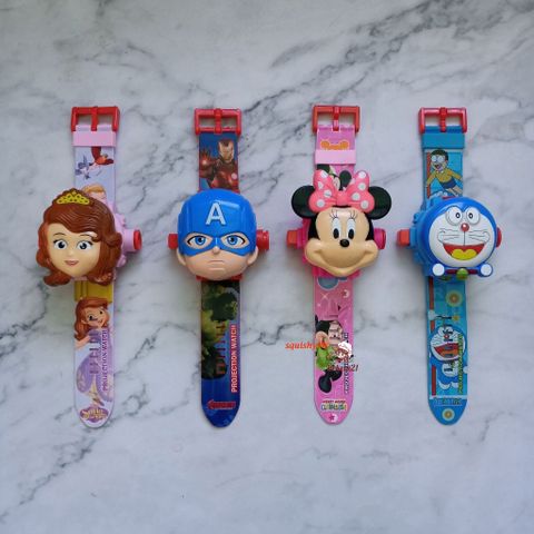 Đồng hồ chiếu hình điện tử bé gái - Peppa Pig, Mèo Kitty, Ngựa Pony - Quà tặng dễ thương cho trẻ em từ 3 tuổi trở lên