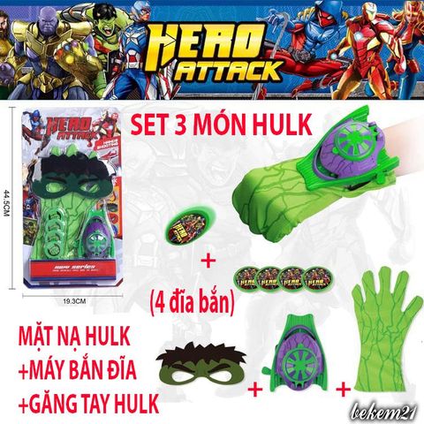 Bộ Đồ Hóa Trang Hulk Siêu Anh Hùng Cho Người Lớn Và Trẻ Em - Áo Choàng, Mặt Nạ Phát Sáng, Găng Tay, Kích Thước Đủ  S105-120, M120-130, L130-140