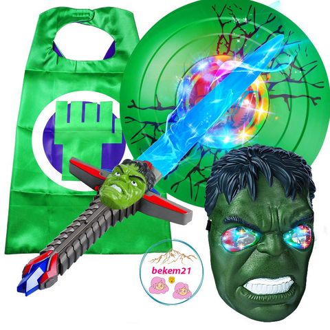 Bộ Trang Phục Hóa Trang Siêu Nhân Hulk Cho Bé - Áo Choàng Và Mặt Nạ Cosplay Mùa Hè - Quà Tặng Sinh Nhật Và Halloween