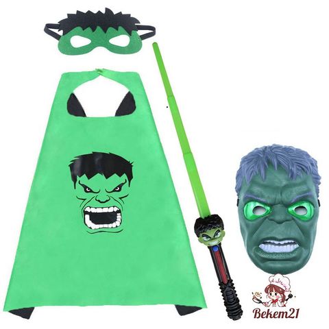 Bộ Trang Phục Hóa Trang Siêu Nhân Hulk Cho Bé - Áo Choàng Và Mặt Nạ Cosplay Mùa Hè - Quà Tặng Sinh Nhật Và Halloween