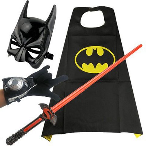 Bộ đồ hóa trang siêu anh hùng người dơi cho bé - Áo cộc tay + Áo choàng Halloween - Chất liệu cotton mềm mại, siêu tiện lợi