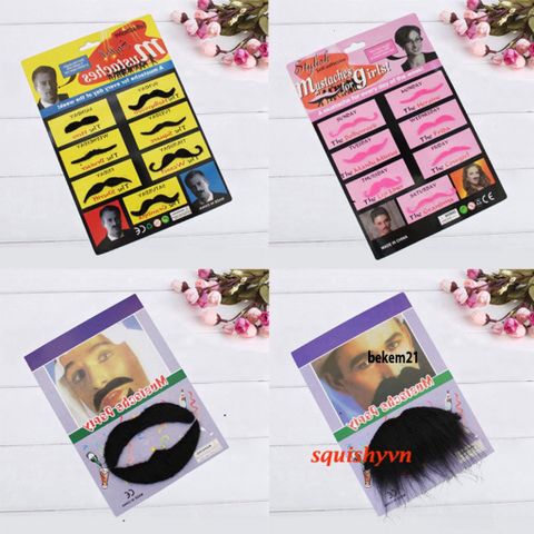 Bộ Râu Giả Halloween - Set 12 Râu Chùm Đen Trắng Độc Đáo, Phụ Kiện Hóa Trang Vui Nhộn Cho Tiệc Tùng, Lễ Hội