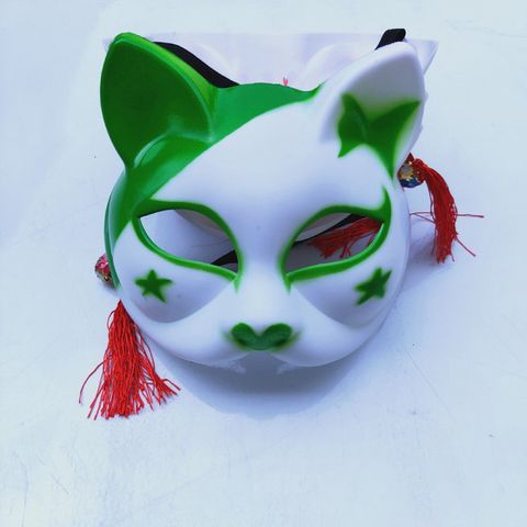 Mặt Nạ Hóa Trang Cáo Phong Cách Nhật Bản - Mặt Nạ Nửa Mặt Đính Tua Rua, Phụ Kiện Cosplay Độc Đáo