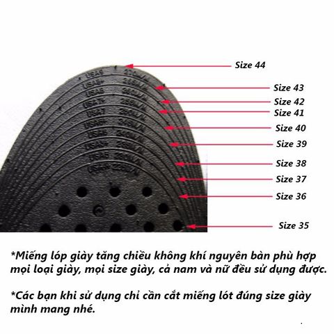 Miếng Lót Giày Độn Đế Tăng Chiều Cao 3-7cm - Đệm Khí Êm Ái Phong Cách Nữ Nam, Thoải Mái và Chống Hôi Chân