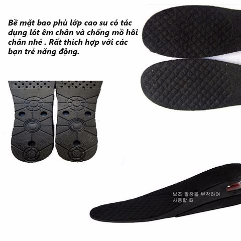 Miếng Lót Giày Độn Đế Tăng Chiều Cao 3-7cm - Đệm Khí Êm Ái Phong Cách Nữ Nam, Thoải Mái và Chống Hôi Chân