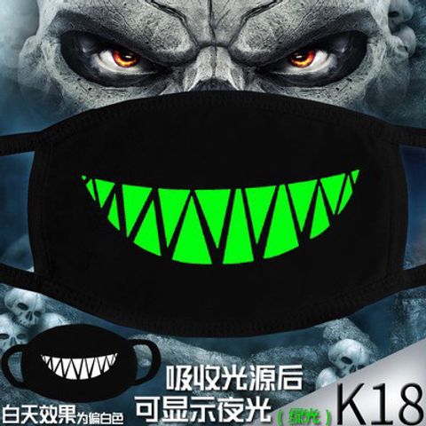 Khẩu Trang Dạ Quang Hình Miệng Cười Anime - Khẩu Trang Phát Sáng Ban Đêm Với Chất Vải Cotton Mềm Mịn, Phụ Kiện Hạ Giá Cho Fan Anime