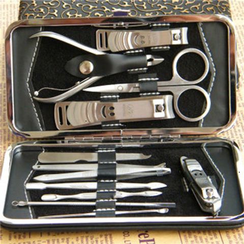 Bộ Dụng Cụ Bấm Móng Tay 12 Món Cao Cấp Kèm Hộp Da Sang Trọng - Dụng Cụ Làm Nail Tiện Dụng Cho Nữ