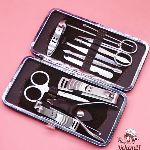 Bộ Dụng Cụ Bấm Móng Tay 12 Món Cao Cấp Kèm Hộp Da Sang Trọng - Dụng Cụ Làm Nail Tiện Dụng Cho Nữ